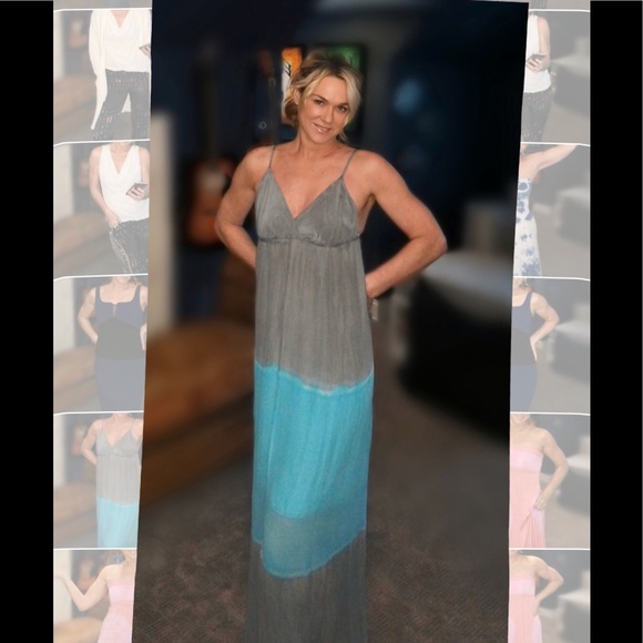 Gypsy 05 silk maxi dress blue and gray tie dye - Picture 1 of 2